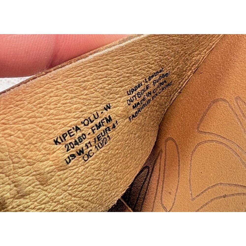 OluKai Women’s Kipe'a Olu Sandals Beige Leather Slide Comfort Slip On Size 11 - Picture 7 of 7